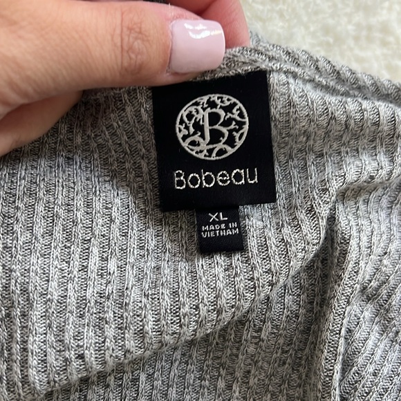 Bobeau Gray Ribbed Wrap Long Sleeve Top - Picture 9 of 11